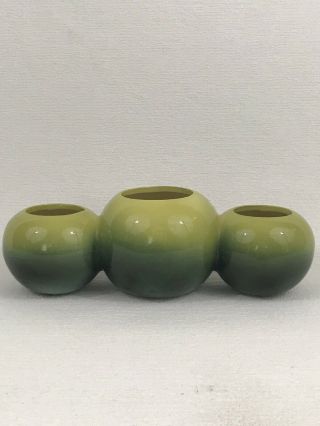 Vintage Hull 3 In 1 Bowl Pottery Planter Candle Yellow Green 106 Mid Century