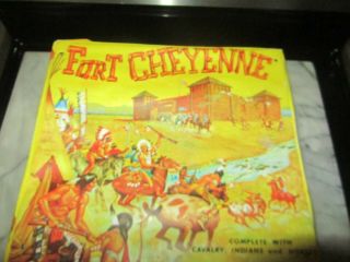 Vintage Western Playset Fort Cheyenne Ideal Toys Plastic Case Figures
