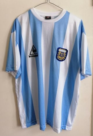 Argentina Home Shirt Retro Vintage World Cup 1986 Maradona 10 Soccer - Size Xl