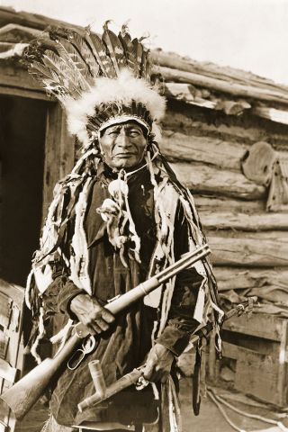 Reprint Vintage Native American Indian Photo Arthur Iron Nest Sioux Man & Rifle