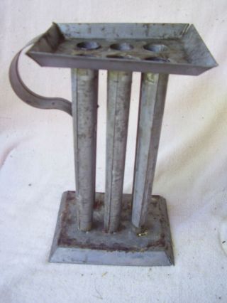 Vintage Tin Candle Mold 6 Tapered Candles