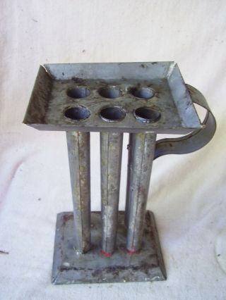 VINTAGE TIN CANDLE MOLD 6 TAPERED CANDLES 2