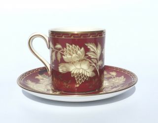 Vintage Wedgwood Porcelain Ruby Tonquin Pattern - Coffee Can & Saucer - 5