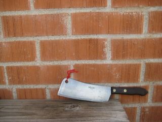 Vintage 6 " Blade X 7 Oz Weight Edge Utica Carbon Cleaver Knife Usa