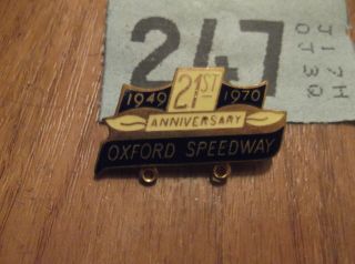 Vintage Speedway Enamel Badge Oxford 1949 - 1979