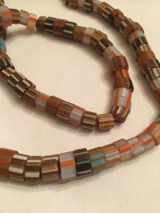 20 " Old Vintage Antique Mixed 4,  5 & 6 Layer Chevron Glass Trade Bead Strand