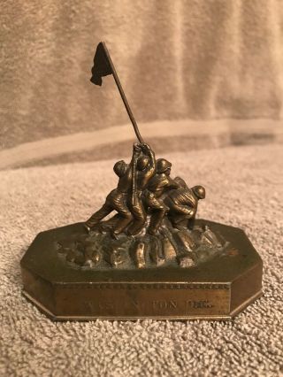 Vintage Washington Dc Iwo Jima Memorial Statue - Brass Flag Brass Base Wwii