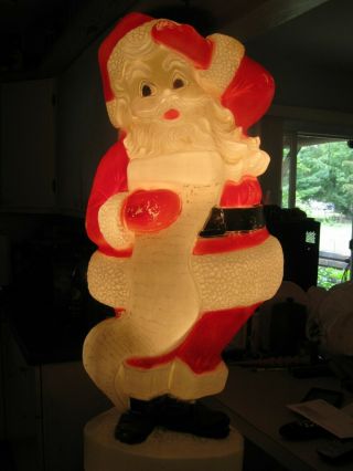 Vintage Blow Mold Santa Claus With List Lighted Union Products