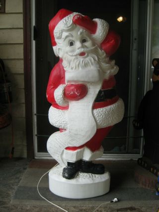 Vintage Blow Mold Santa Claus with List Lighted Union Products 2