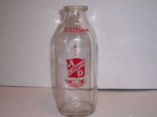 Vintage Old Milk Bottle.  Ackerman Dairy Cresskill N.  J.