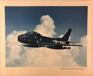 Navy Fj - 3 Fury Jet Plane Art Naa North American Aviation Vintage Print Ad