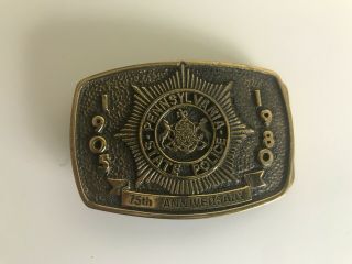Vintage Pennsylvania State Police 75th Anniversary Belt Buckle 1905 - 1980
