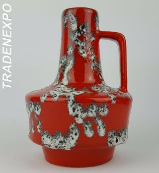Vintage 60 - 70 Es Keramik (emons,  Sohne) Handled Vase West German Pottery Fat Lava