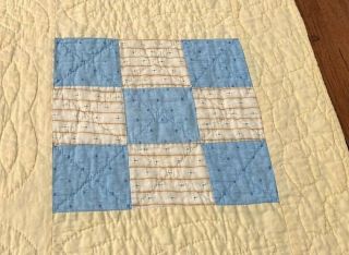 Yellow c 30s Nine Patch Vintage Quilt Quilting 2