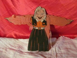 Vintage Halloween Witch Die Cut Crepe Paper Jointed Arms