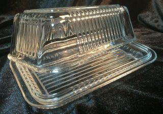 Vintage Pasabahce Refrigerator Butter Dish Clear Glass
