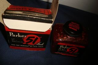 Vintage Parker 51 Ink Bottle/box China Red 1940 