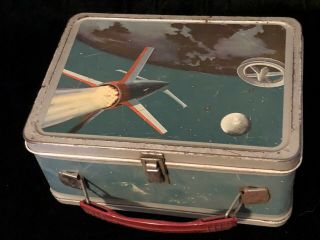 Vintage 1958 Satellite Space Exploration Metal Lunchbox W/ Thermos