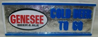 Vintage (1981) " Genesee " Beer & Ale Sign " Cold Beer To Go " (24 " X 9 - 1/2 ") Exl Cnd