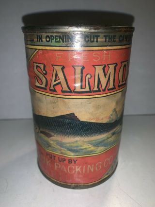 Karluk Packing Co.  Alaska Old Vintage Early Kodiak Island Salmon Can Paper Label