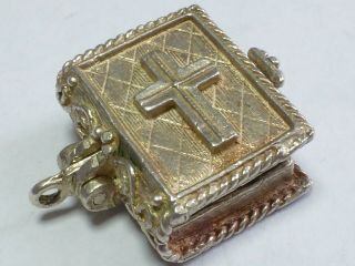 Vintage Sterling Silver Nuvo Holy Bible Opening Charm Lords Prayer 6.  5g C148