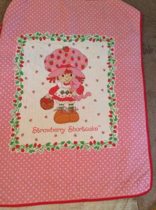 Strawberry Shortcake Baby Blanket Quilt Vintage Handmade Cute