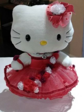 Vtg Hello Kitty 12 " Plush Doll Red & White Lace Fancy Dress Sanrio 2004 Rare Htf