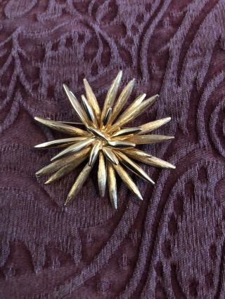 Vintage Brooch Pin Signed Boucher Star Burst Gold Tone