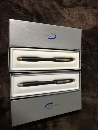 Vintage Cross Black And Gold Ballpoint Pens (2)