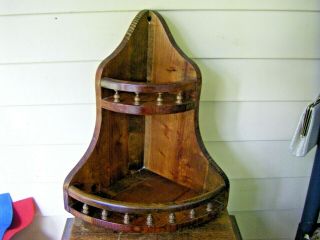 Vintage Wooden Corner Knick Knack Shelf - 2 Tier