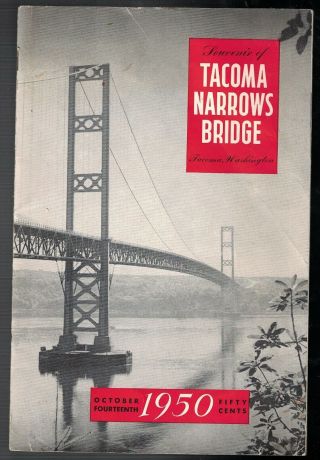 Vintage October 14th 1950 Opening Of Tacoma Narrows Bridge Souvenir Booklet
