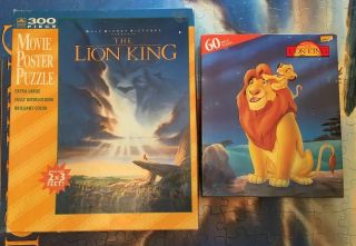 Vintage The Lion King Movie Poster Puzzle & Smaller Puzzle 100 Complete 300/60p
