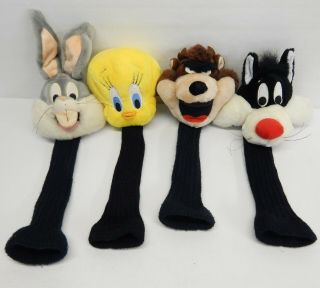Vintage Looney Tunes Golf Club Head Covers Bugs,  Taz,  Tweey & Sylvester