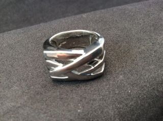 Vintage Sterling Silver Ring Open Weave Wide Split Band Signed NF 925 Size 7 3