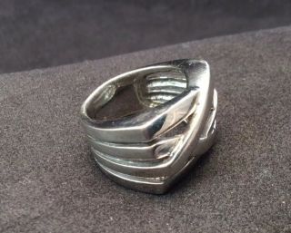 Vintage Sterling Silver Ring Open Weave Wide Split Band Signed NF 925 Size 7 4