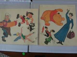 Vintage Walt Disney Productions Paper Punch - Out Figures: Pinocchio,  Jiminy,  Pooh