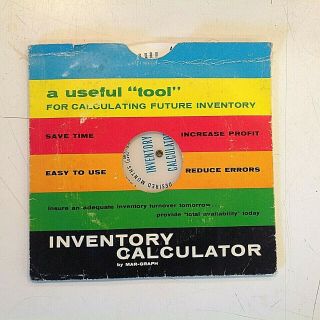 Vintage 1959 Mar - Graph Inventory Calculator Wheel In Sleeve Office Tool