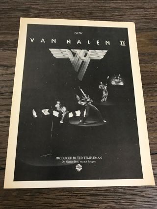1979 Vintage 8x11 B&w Print Ad For Van Halen Ii Album Promo David Lee Roth Eddie