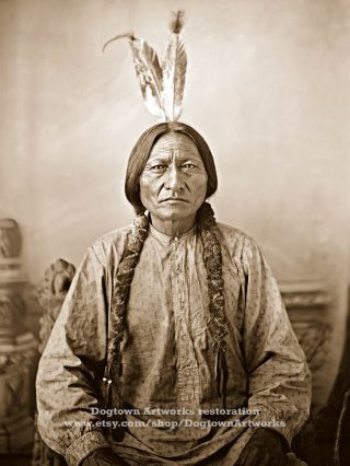Vintage Restored Photo Native American Indian Sitting Bull Lakota Sioux Chief