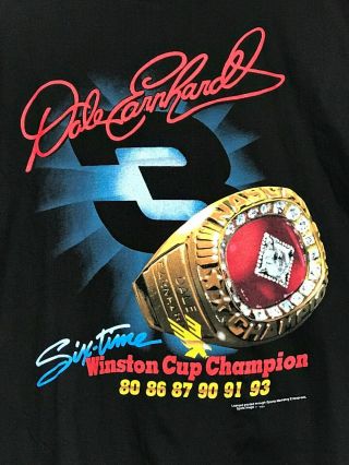 1994 Vintage NOS Dale Earnhardt 6 Time Winston Cup Champion Ring XL T - Shirt 2