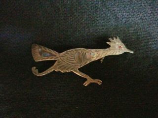 Vintage Old Mexico Sterling Silver & Abalone Road Runner Brooch Pin 6.  0g