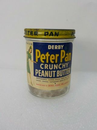 Peter Pan Peanut Butter Vintage Jar W/ Label 1950 