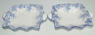Vintage Shelley England Dainty Blue Fine Bone China Set Of 2 Square Plates