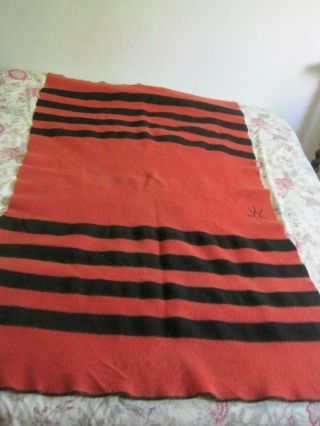 Vintage Trading Point Blanket Red W Black Stripes And Brand