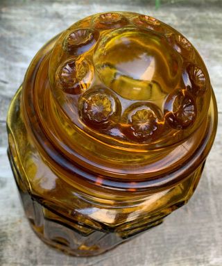 Vintage L.  E.  Smith Moon & Stars Canister Apothecary Jar Gold Amber Glass Large 3