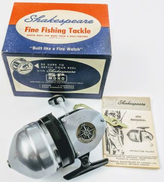 Vintage Shakespeare 1810 Model Ec Closed Face Fishing Reel Box & Instructions