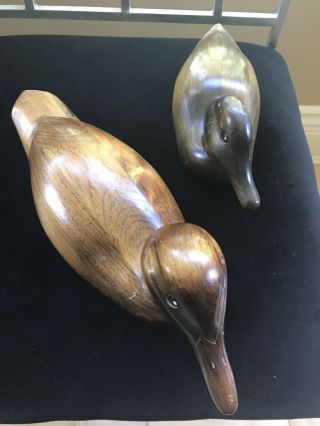 Two Vintage 1984 Hand Carved Wooden Duck or Goose Decoy 2