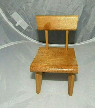 Vintage Strombecker Varnished Blonde Wood Dining Desk Doll Chair 5 " C.  1950 