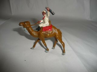 Vintage Lead Toy Figure Of Arab Soldier Mounted On Camel