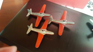 3 - Vintage 1948 Tootsietoy Shooting Star Airplane Toy Approx 3 1/2 " Long
